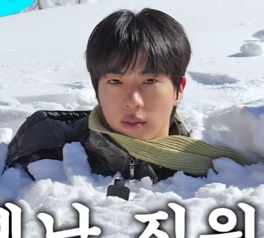 why is he serving face when burrowed neck deep in snow. literally 😭