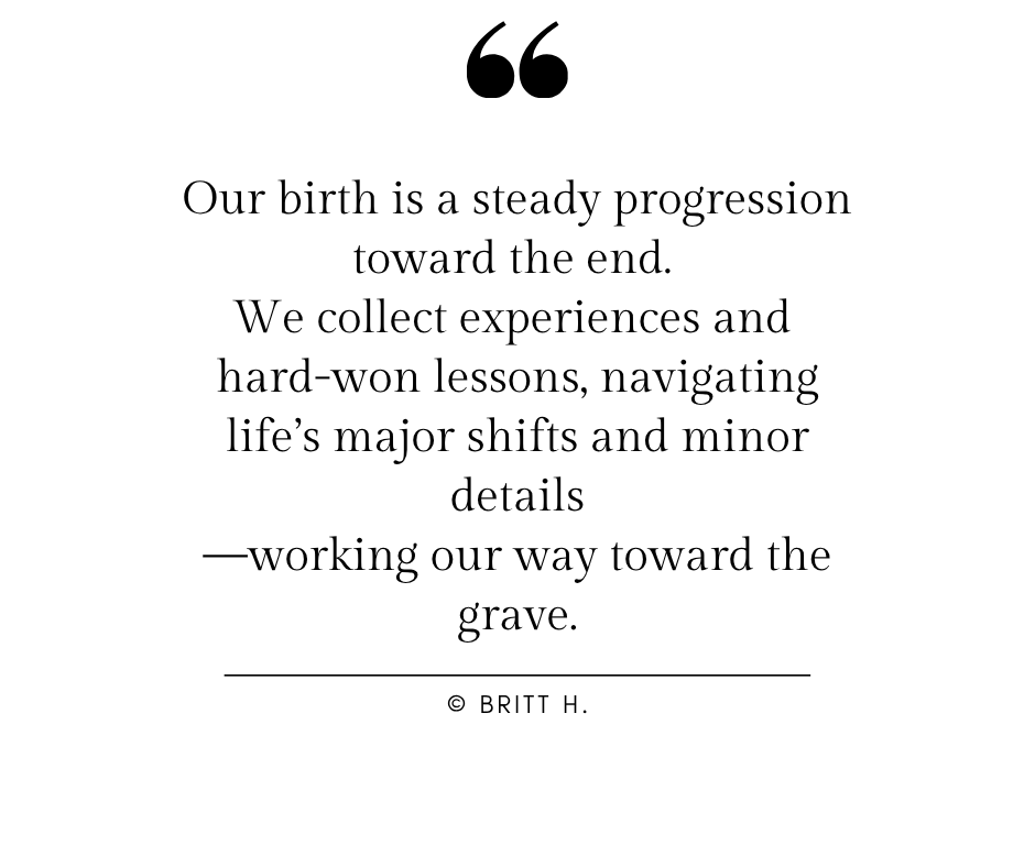 brittsayshello's tweet photo. Our birth is a steady progression toward the end.
We collect experiences and hard-won lessons, navigating life’s major shifts and minor details—working our way toward the grave.
https://t.co/u3T43776gG https://t.co/mdhvczMK7k