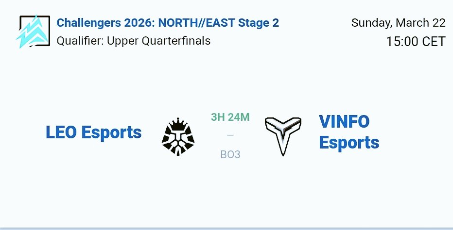vinfo_esports's tweet photo. Facing @LundEsports today! #VINFO โก๏ธ
Match day is here โ fighting for a spot in the Challengers N//E - Stage 2 group stage. https://t.co/t0DvHHgVgR