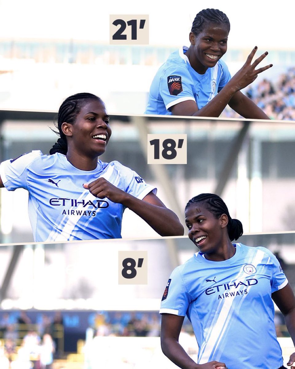 🚨 Bunny Shaw 🇯🇲 a signé hier le 𝗧𝗥𝗜𝗣𝗟𝗘́ le plus rapide de l’histoire de la WSL avec Manchester City face à Tottenham. 🤯

8’ ⚽️ BUT
18’⚽️ BUT
21’ ⚽️ BUT

👉 𝟭𝟮 𝗺𝗶𝗻𝘂𝘁𝗲𝘀 𝟯𝟳 𝘀𝗲𝗰𝗼𝗻𝗱𝗲𝘀 pour un hat-trick.

📸 <a href="/ManCityWomen/">Manchester City Women</a>