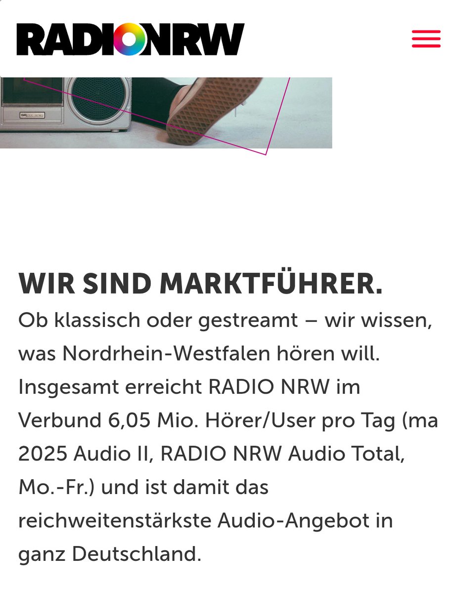 Ihr könnt bei Radio Essen für SWIM abstimmen und den Song in die Top 30 für das Ruhrgebiet bringen.

Bis Donnerstag 18:00 🇩🇪

🗳 radioessen.de/artikel/ihr-be…

Dafür brauch ihr Name, E-Mail-Adresse und Stadt (im Ruhrgebiet).

Radio Essen gehört zur Radio NRW Gruppe. Mehrere Radio- 👇