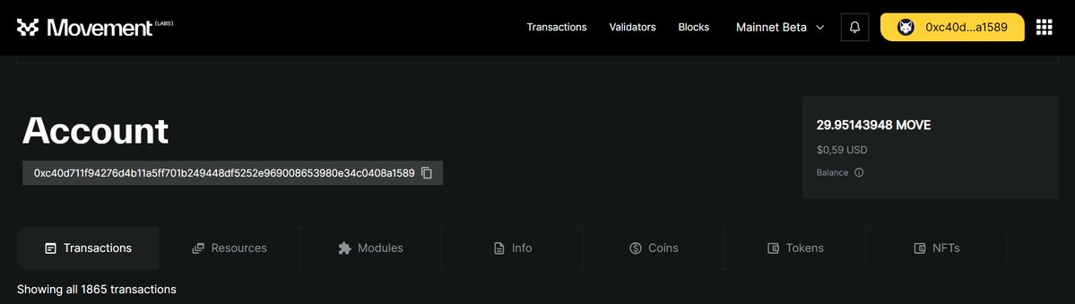 IamYurikkk's tweet image. A great milestone for Movement!🤩
100M + TX 🔥
Personally, I have 1865 transactions😎
Further more🫡🚀
Just Keep Moving!!!
#MovementNetwork #100MTransactions @SpartansOfMove @Guildcreation @movement_xyz #keepmoving #OnwardsAndUpwards