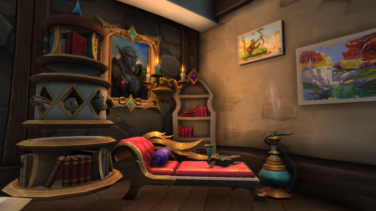 AvaSaurus22's tweet photo. Welcome to the Silvermoon Suite, my blood elf paladin's parlor, study, and bedroom #WoWhousing #warcrafthousing #wow #wowmidnight https://t.co/eWYLXWi631