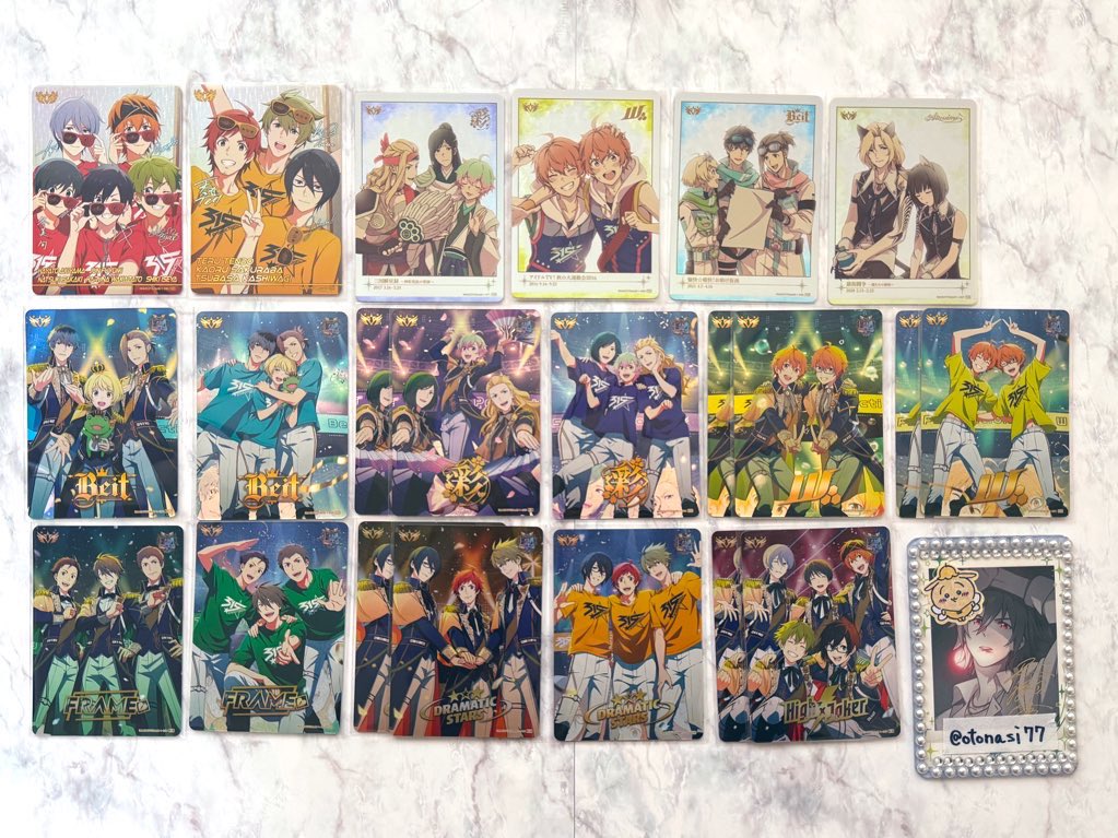 otonasi77's tweet photo. 【交換譲渡】SideM カードフォリオ

譲)MR：High×Joker DRAMATIC STARS
SSR・SR・R・N：画像参照
求)MR：Jupiter
R・N：天ヶ瀬冬馬
又は1枚62円＋送料

MRはMR同士のみの交換となります。
SSR・SR↔︎R・Nの交換可能です。
→ https://t.co/QM54p3BC3D