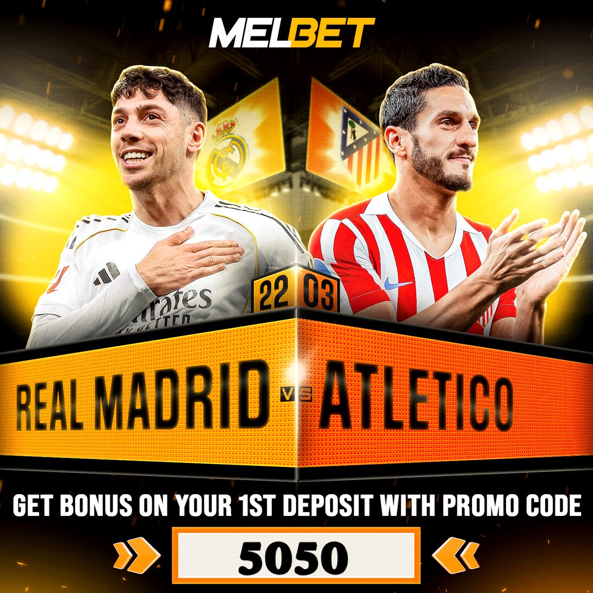 1BettingHouse's tweet photo. 🏴 Carabao Cup Final : Arsenal 🆚 Man City
🇪🇸 Derby Madrid : Real Madrid 🆚 Atlético
Chocs de ouf ! Qui gagne ?
>> Parie avec #Melbet : 300% bonus 1er dépôt avec le code promo « 5050 »💰
👉 Inscris-toi ici : https://t.co/vL2S4K88QQ
#ArsenalCity #RealAtletico #ARSMCI #RMATM https://t.co/vydNatlk9R