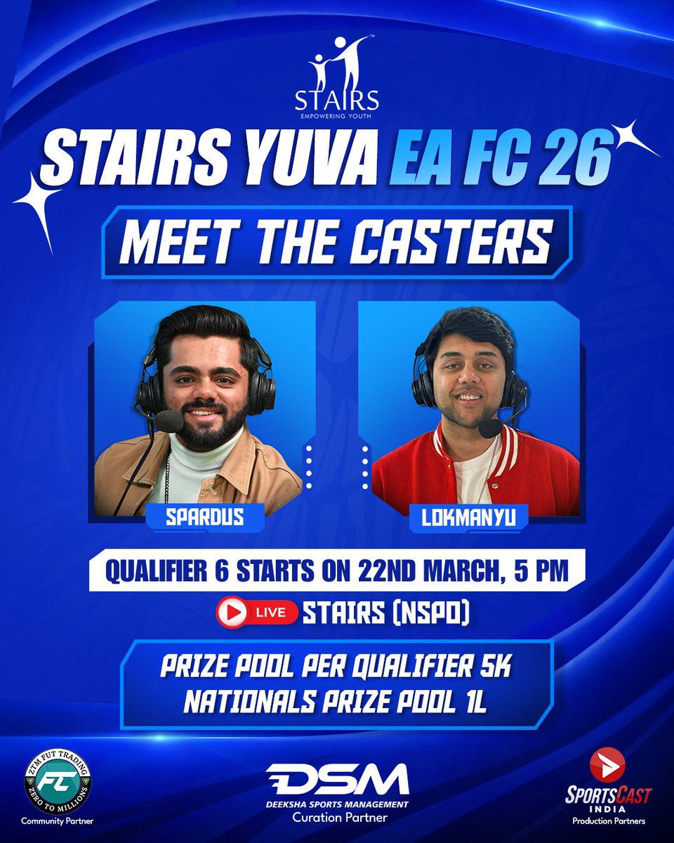 lokmanyu06's tweet photo. Hosting the “STAIRS YUVA EA FC 26 Season 1”,  India’s first ever domestic rankings system in EA FC 26! Watch some of India’s best players compete against each other! 

Live: https://t.co/iVqOlgOkGI https://t.co/SsaIQqzUZ3