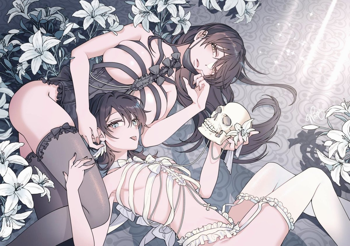 วาดสะใภ้และลูกร่างซีมาค่ะ พอดีเห็นชุดแนวๆกระดูกซี่โครงแล้วชอบ 

ลองลงสีแบบเร็วปรู๊ดปร๊าด เพราะงานเยอะมากค่าา 🥹