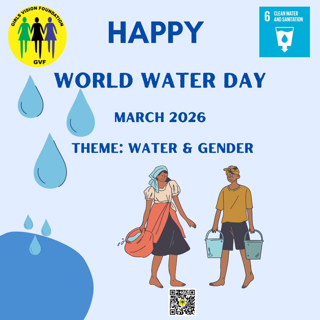 GirlsVisionFou1's tweet photo. World Water Day 2026 💧 Where water flows, equality grows. 
When we support girls with access to safe water, we unlock their full potential.
Let’s build a future where every girl can learn, lead, and thrive.

#WaterAndGender #GirlsEmpowerment #WASH #SDG6 #EducationForAll https://t.co/aewQ7wlJ2Z