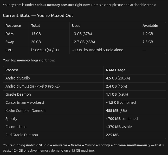 rhymezx_code's tweet image. Claude is trying to advice me.
this is why i need a gaming system or custom built PC

#AndroidDev #claude #cursor