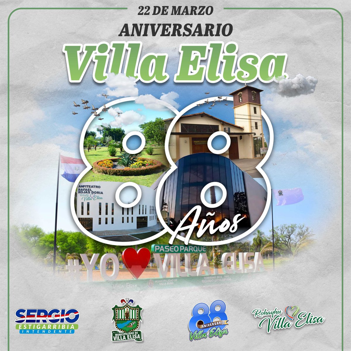 munivillaelisa's tweet photo. 88 años de vida distrital de nuestra querida Villa Elisa 💚

Aun falta mucho por hacer, pero orgullosos de ser parte de la historia de nuestra ciudad 🙌

Que la Virgen del Carmen nos guíe y acompañe en cada proyecto para el bien de nuestra comunidad. Sigamos creciendo juntos 🇳🇬🇵🇾 https://t.co/BxnYdeZUbt
