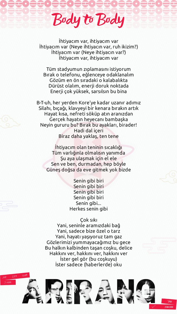 BTSGalaxyTurkey's tweet photo. [ÇEVİRİ] Sizler için BTS'in “Body to Body” isimli şarkısını Türkçeye çevirdik. Keyifli okumalar dileriz ⛵️ https://t.co/xQZcbhcoDy