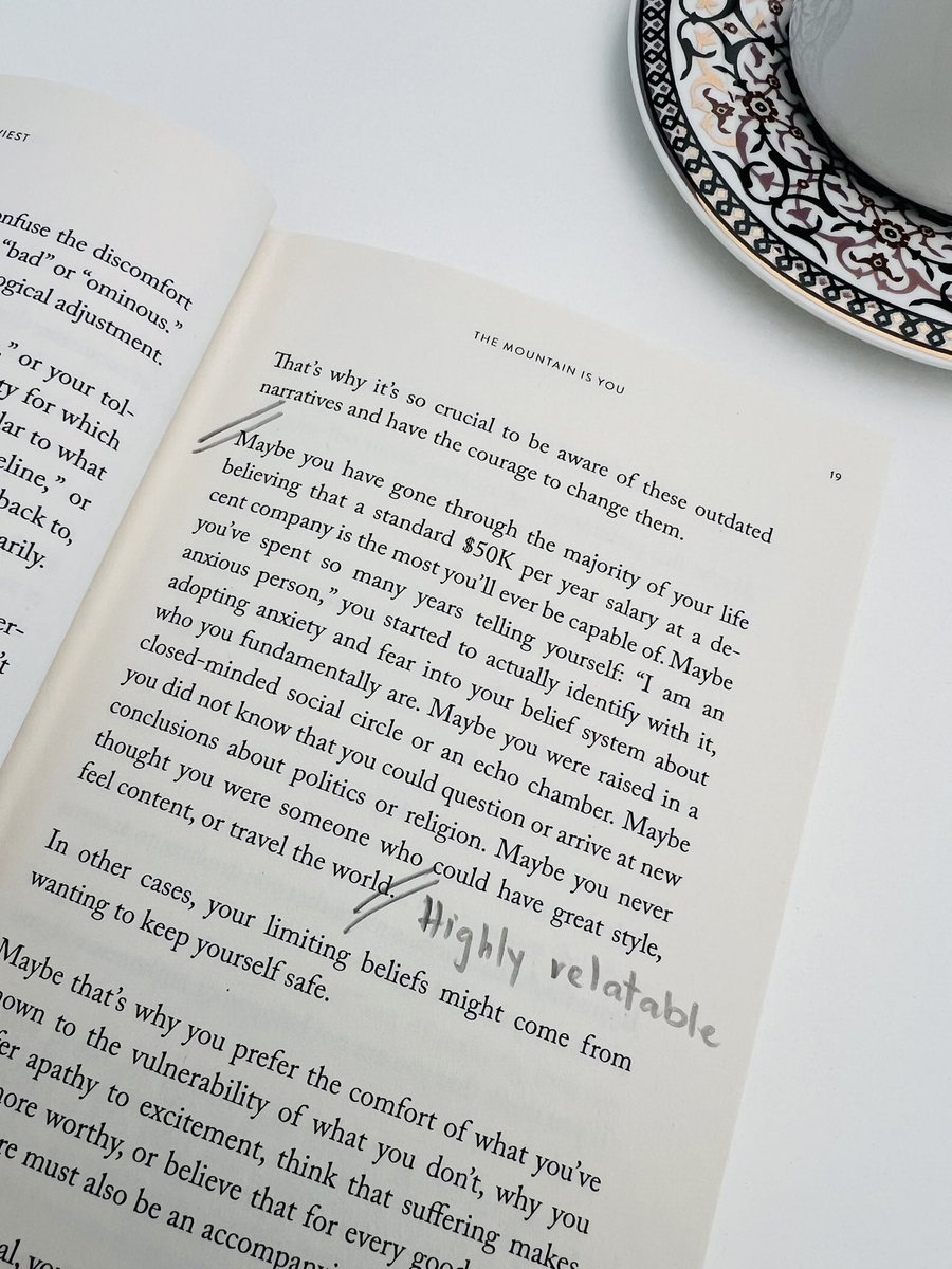 muze63's tweet photo. Here’s my attempt to regain the habit of reading and it does feel like a mountain! 
What better way than to begin with The Mountain Is You. Taking it slowly one to two pages a day. 
Thank you, @briannawiest ✨ https://t.co/qI9DwabSqg