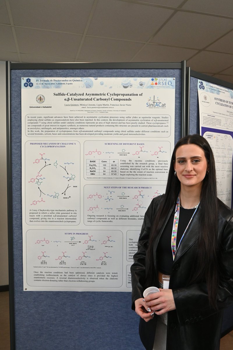 SintACatGroup's tweet photo. Participamos el la IV Jornada de Doctorandos en Química UVa. Nuestros estudiantes presentaron sus investigaciones y María Molinero obtuvo el premio al mejor póster.  Además, la egresada del grupo Marta Gil Ordoñez (IQAC-CSIC) fue ponente invitadA. ¡Enhorabuena a todos! https://t.co/uPHStFQ6ti