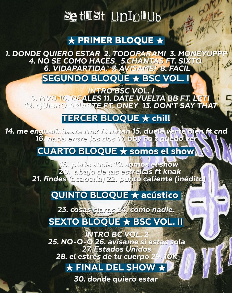 araupdatess's tweet photo. setlist del uniclub, 30 temas increíbles, acústicos, TEMA FILTRADO!!! fue una locura https://t.co/ewgkhw7bYe