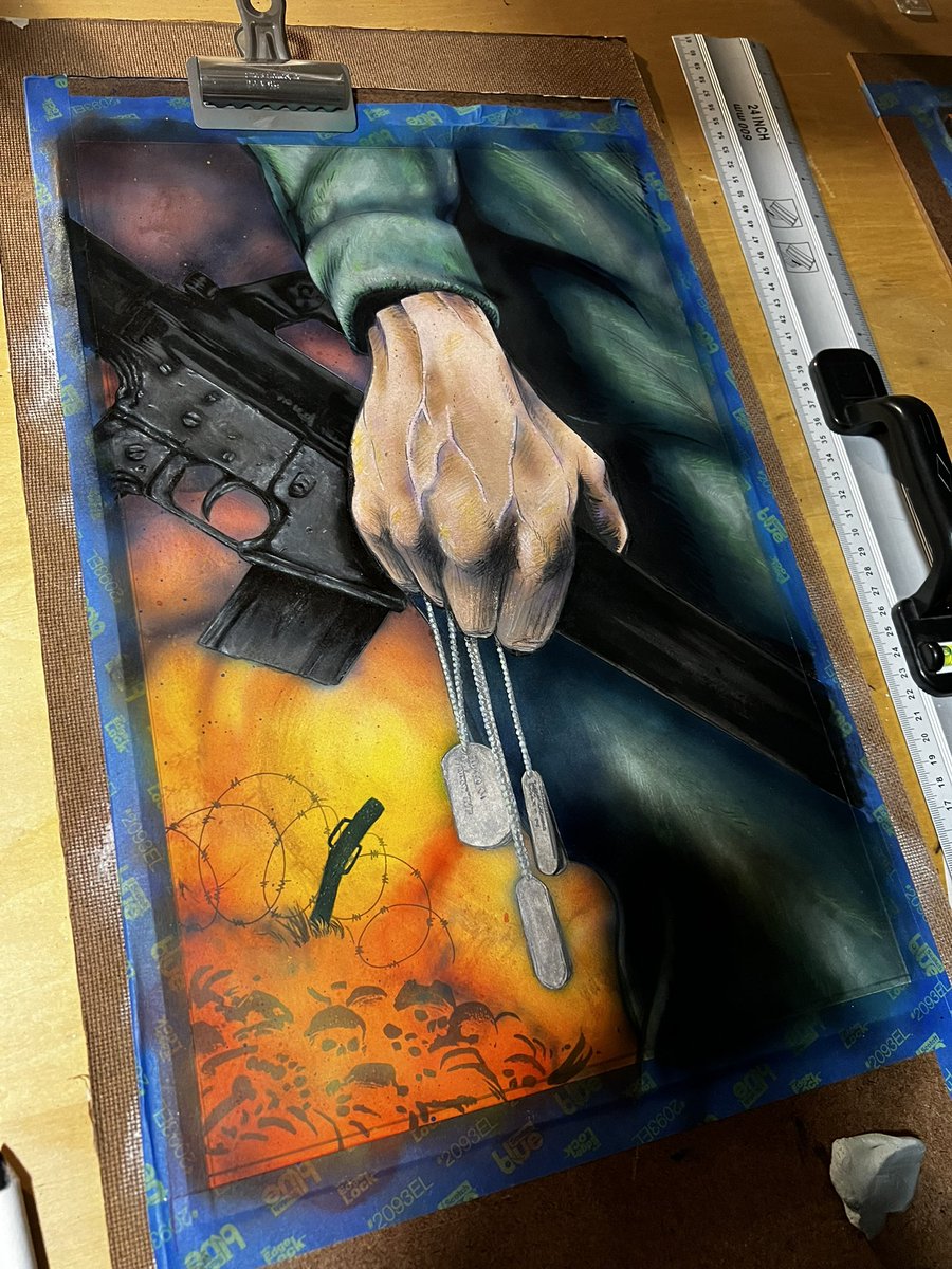 KenPerryArt's tweet photo. The cover for Day 165.

“Unfortunate Sons” is my Vietnam story in the collection.

Some things don’t resolve cleanly. This one wasn’t supposed to.

The opening pages are up on my site https://t.co/fwmyEqXmFI

#comicart #painting #indiecomics #comicartistsunite https://t.co/ariBVp5NCL