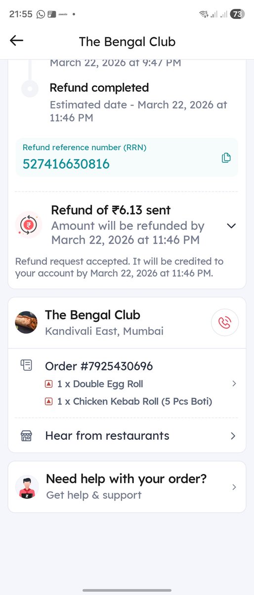 chiefharry's tweet photo. @zomatocare why it's happening again and again food getting delayed every few days 
Details i have attached https://t.co/PZA65q3Yyv