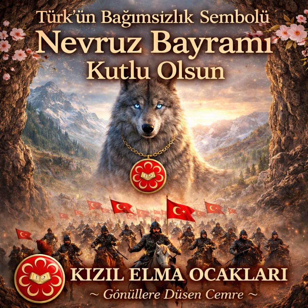 Türk'ün Bağımsızlık Sembolü Nevruz Bayramı Kutlu Olsun

Kızıl Elma Ocakları
"Gönüllere Düşen Cemre" yazsın

#KızılElma #NevruzBayramı #ErgenekonDestanı