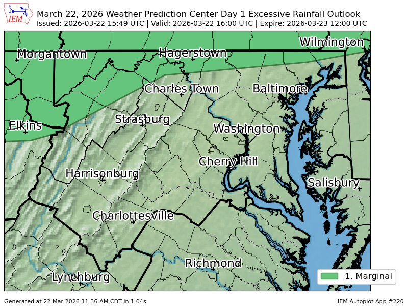 Wpc Riskmap WPC issues Day 1 Marginal Risk Excessive Rainfall Outlook at Mar 22, 15 ...