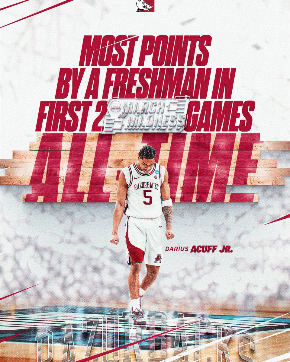 60 points in his first two NCAA Tournament games. History in the making. #AcuffPOY