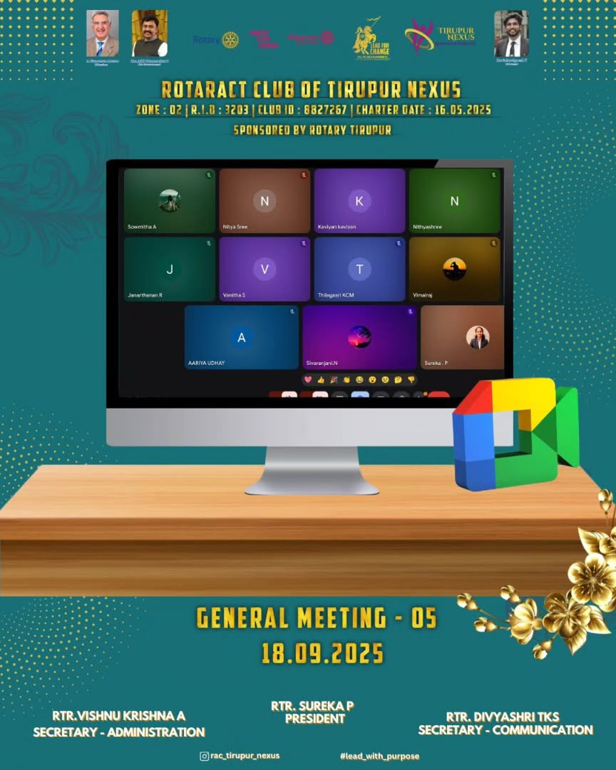 tirupur_nexus's tweet image. General Meeting – 05 | Sept 18, 2025

Planning our upcoming Club Service zonal event with ideas, teamwork, and leadership in action.

#Rotaract #TirupurNexus #GeneralMeeting #ClubService #Teamwork