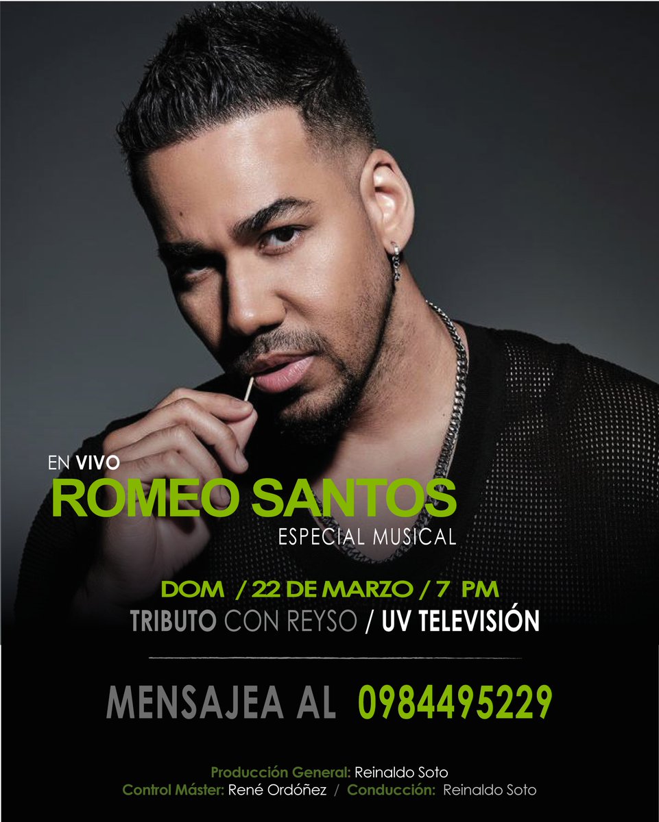 ReysoOcon's tweet photo. 👀!!!Es HOY!!! en vivo
📺Tributo a ROMEO SANTOS
✍️Mensajea al 0984495229
#tributoconreyso #RomeoSantos
@seguidores @destacar @ReysoOcon @TRIBUTOconreyso @RomeoSantosPage https://t.co/0LzZwQ6z2J