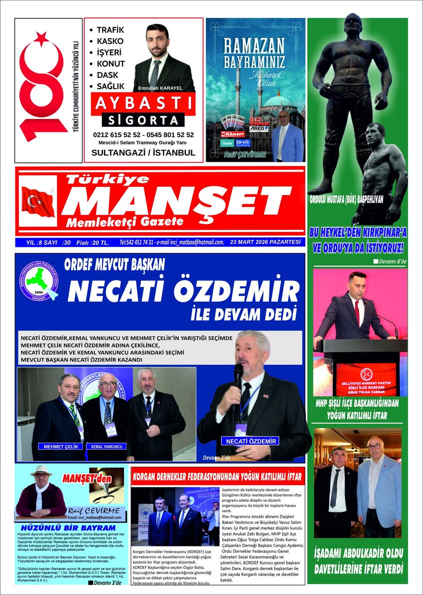 TÜRKİYE MANŞET GAZETESİ  SAYFA 01 MART 2026