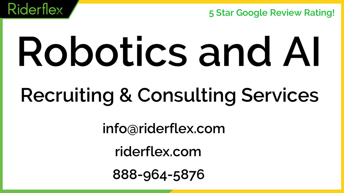 riderflex's tweet photo. Riderflex is now recruiting for Robo Reliance and other robotics companies.

We also advise and provide consulting services for AI strategy, transformation, and implementation.

https://t.co/E6F0JTjfvF
888-964-5876
info@riderflex.com
5 Star Google Review Rating! ⭐⭐⭐⭐⭐

#Riderflex, #RoboticsRecruiting, #AIConsulting, #AIStrategy, #DigitalTransformation, #RoboticsCompanies, #BusinessConsulting