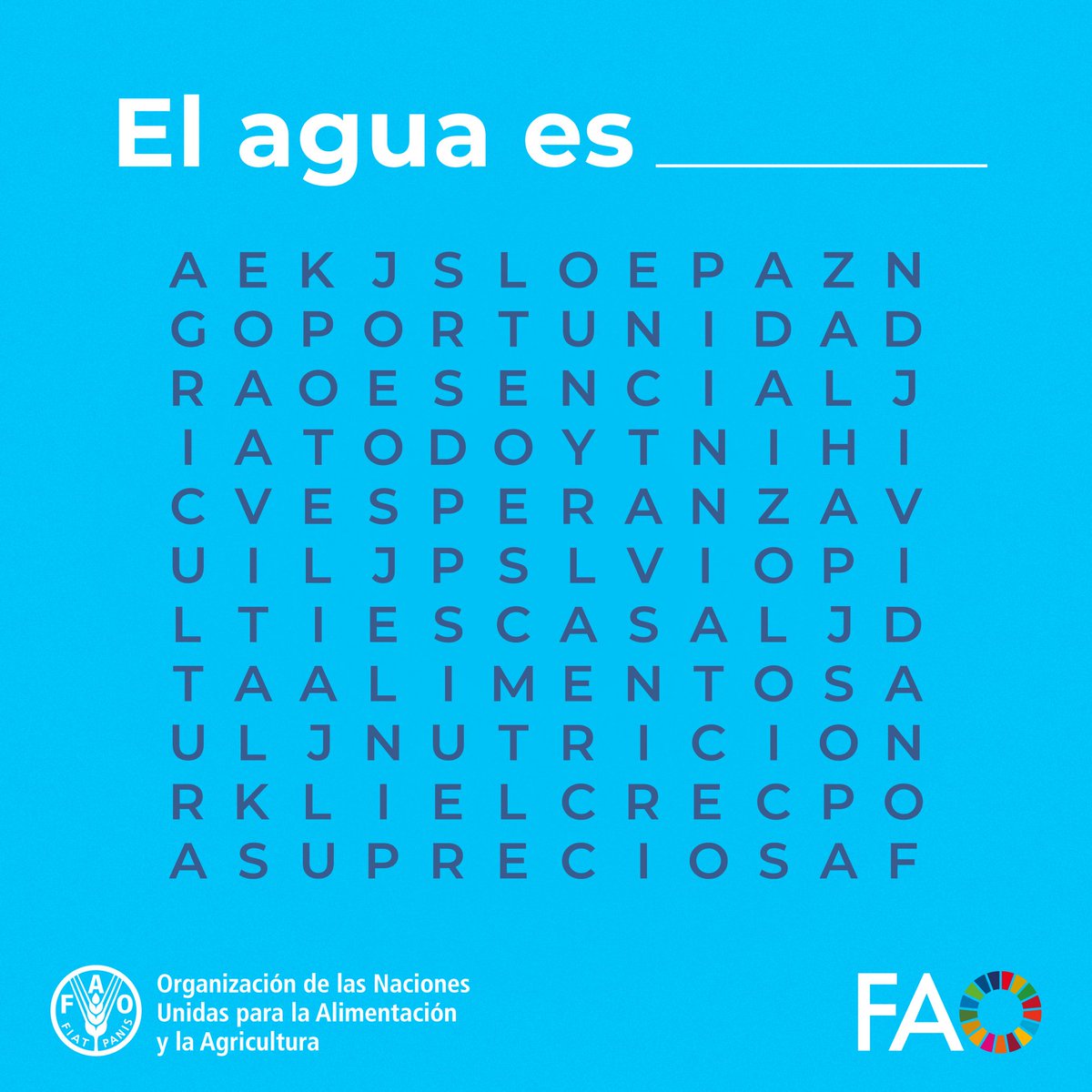 💧El agua es ________.

Escribe en los comentarios las 3 primeras palabras que encuentres en esta sopa de letras.👇