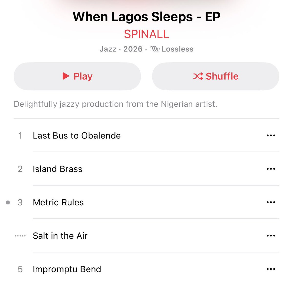 🚨SPINALL has released his new 5-Track Jazz EP “When Lagos Sleeps”. 

The cover art goes hard. 😮‍💨