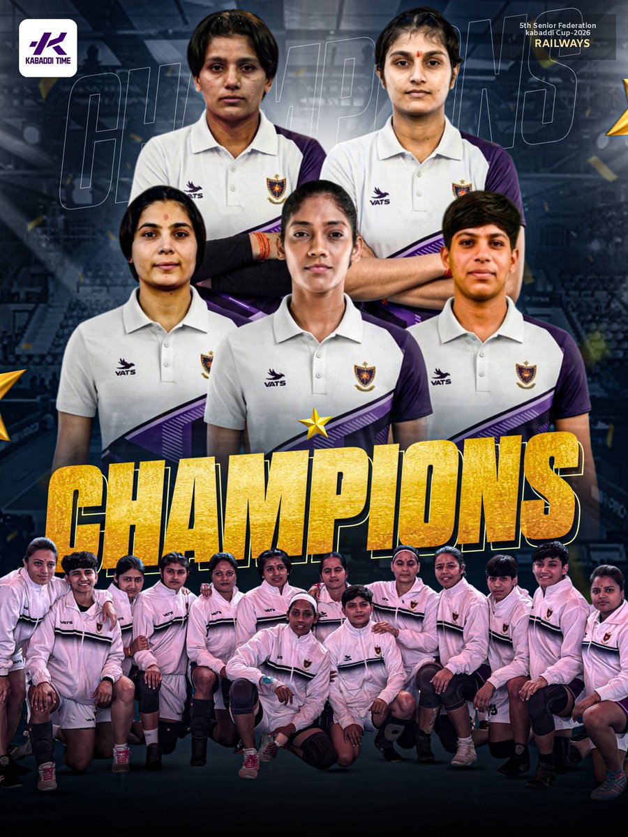 Kabadditime's tweet image. 🚂💥 Indian Railways Women dominate and lift the 5th Senior Federation Kabaddi Cup 🏆👏

#5thseniorfedrationkabaddicup #fedrationcup #seniornationals #kabaddicup #kabadditime