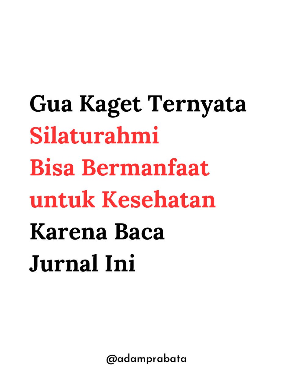 AdamPrabata's tweet photo. Gua Kaget Ternyata Silaturahmi Bisa Bermanfaat untuk Kesehatan Karena Baca Jurnal Ini

Silaturahmi itu sering dianggap cuma urusan budaya, tradisi, atau sopan santun. Padahal, dari sudut pandang kesehatan, hubungan sosial yang baik ternyata juga berasosiasi dengan tubuh dan otak yang lebih sehat.

Beberapa studi besar menunjukkan hal yang menarik. Meta-analisis pada orang usia paruh baya dan lanjut usia menemukan bahwa partisipasi sosial formal berasosiasi dengan risiko penurunan fungsi kognitif yang lebih rendah. Terdapat risiko penurunan kognitif sekitar 22% lebih rendah pada mereka yang aktif berpartisipasi secara sosial. 

Lalu, hubungan sosial yang buruk juga dikaitkan dengan risiko stroke yang lebih tinggi. Meta-analisis lain melaporkan bahwa interaksi sosial yang tidak baik berasosiasi dengan peningkatan risiko stroke sekitar 30%.

Menariknya lagi, systematic review terbaru juga menunjukkan bahwa partisipasi sosial berasosiasi dengan profil risiko kardiovaskular yang lebih baik, termasuk kaitan dengan risiko hipertensi dan diabetes yang lebih rendah pada beberapa studi. Artinya, silaturahmi tidak sekadar bikin hati hangat, tapi mungkin juga ikut terkait dengan jantung dan pembuluh darah yang lebih sehat. 

Jadi, silaturahmi saat lebaran atau di momen lain tidak hanya sekedar cuma soal “menjaga hubungan,” tapi bisa jadi bagian dari gaya hidup sehat yang sering diremehkan. 

Ingat bukan berarti silaturahmi menggantikan olahraga, makan sehat, tidur cukup, atau kontrol ke dokter ya! Tapi kesehatan juga bisa didukung juga oleh kualitas hubungan kita dengan orang lain.

Kesimpulannya: hubungan sosial yang baik berasosiasi dengan fungsi kognitif yang lebih baik, risiko stroke yang lebih rendah, dan faktor risiko kardiovaskular yang lebih sehat.