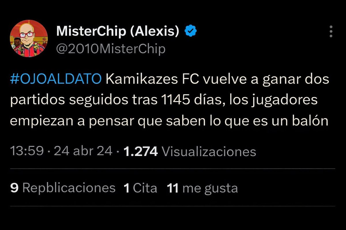 KamikazesFc's tweet photo. Tremendo dato que suelta @2010MisterChip https://t.co/mIZJ5Lp2e1