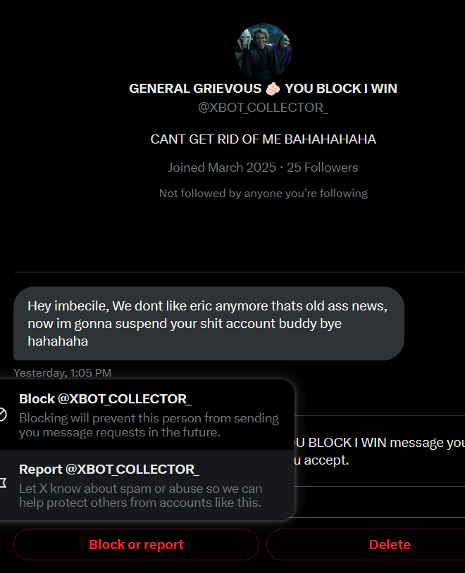 ThatGenitalEric and his Star War butt-buddies are after me again lmao