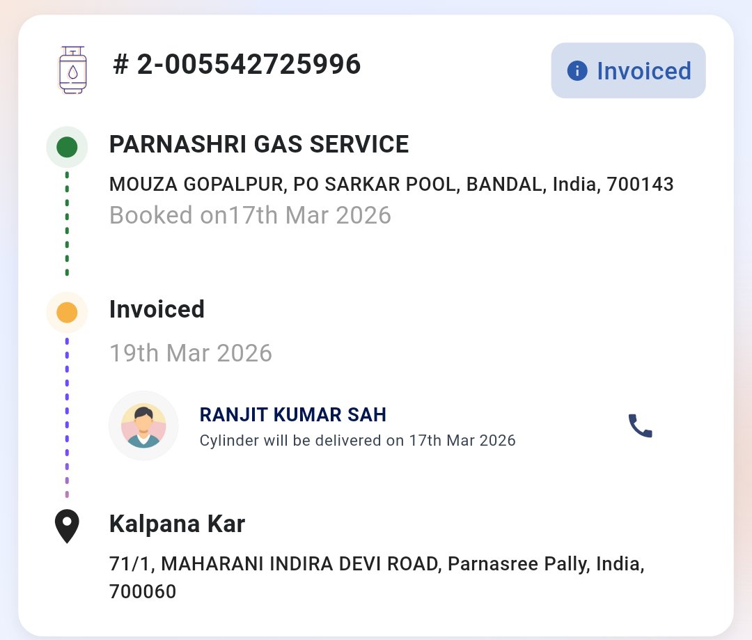 BiplabKar87's tweet photo. @indianOilcl I have booked my lpg gas on 17th march 2026, still gas not received, please look into this matter https://t.co/3rfxyPpK4H