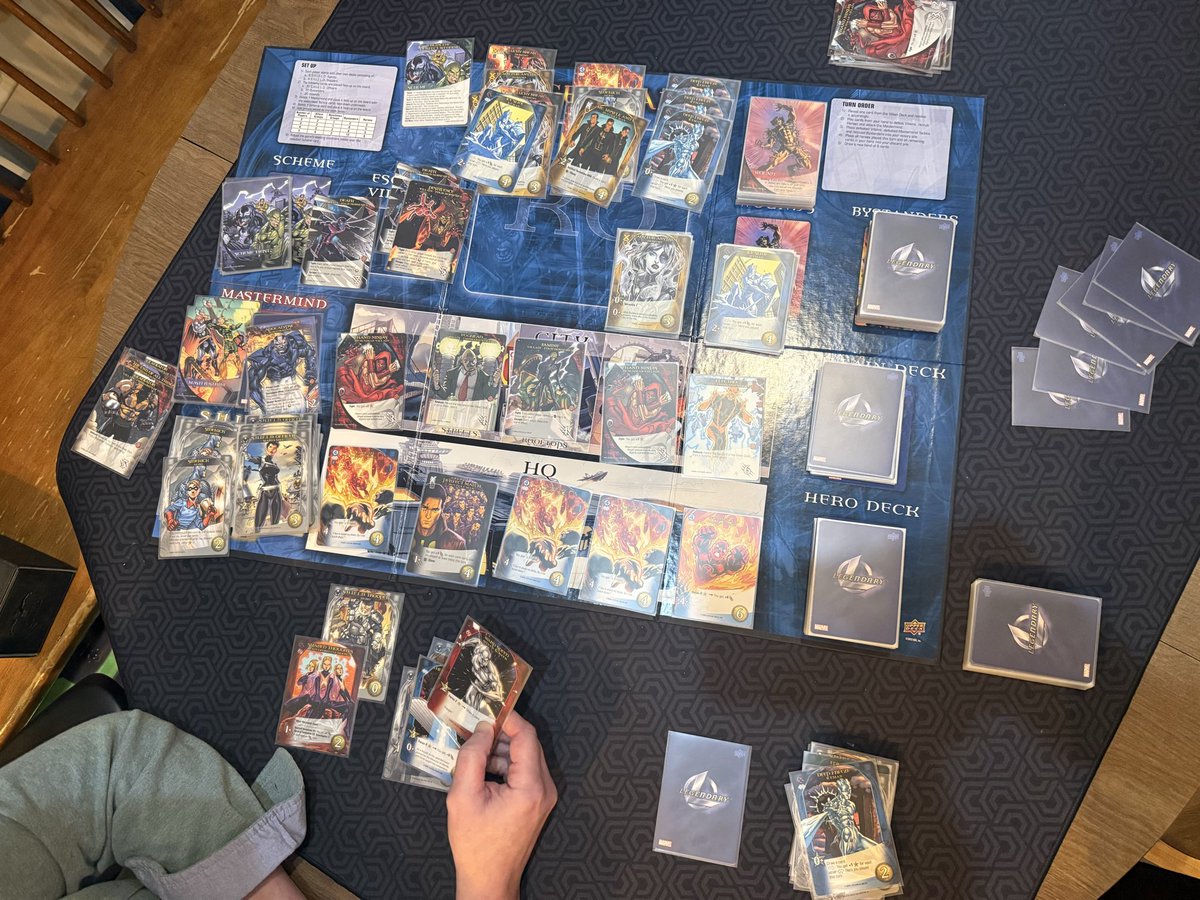DavidLeavitt's tweet image. Last night we played a bunch more Marvel Legendary from @UpperDeckEnt 

Scheme: Ruin the perfect Wedding (she chose Iceman and domino to be wed)

Mastermind: Apocalypse , with 4 horsemen, Emissaries of Evil, and Hand ninjas for set up.

#gotitfree