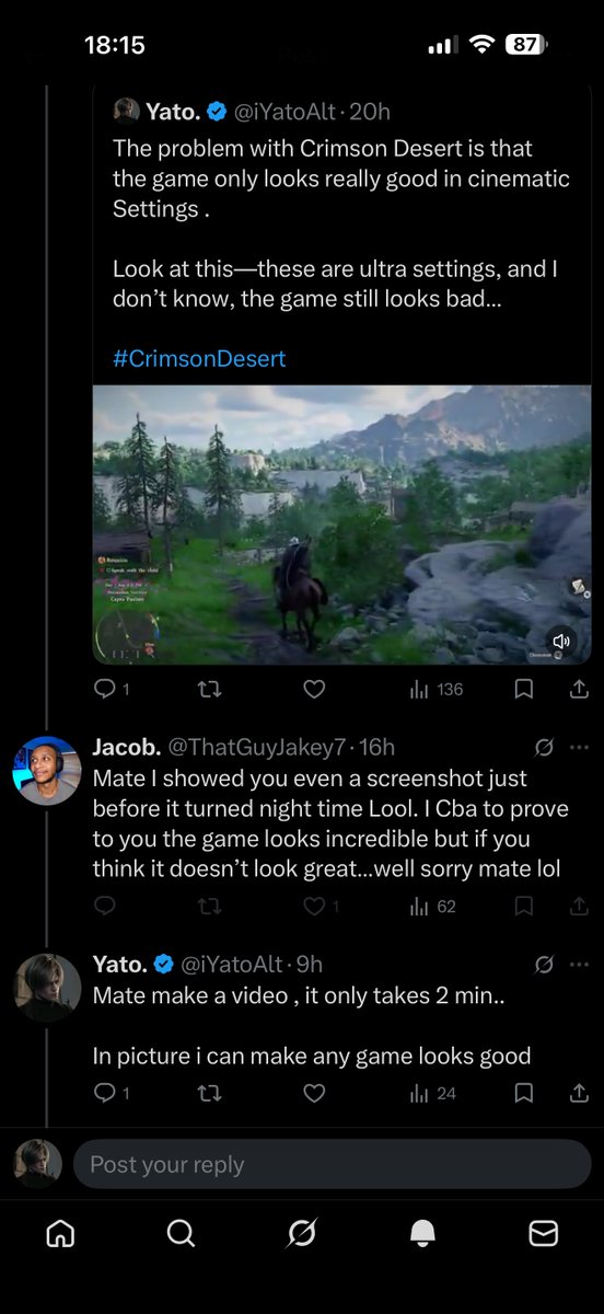 SunnyyOnPC's tweet photo. Imagine defending a game and then blocking me just because I asked for a recording of that area!  😂😂 

They aint gonna bag you lil bruh

#CrimsonDesert https://t.co/sriPelQ7Dm