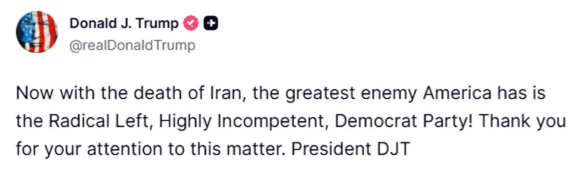 ترامب يهاجم اليسار الراديكالي بعد سقوط إيران في تغريدة مثيرة