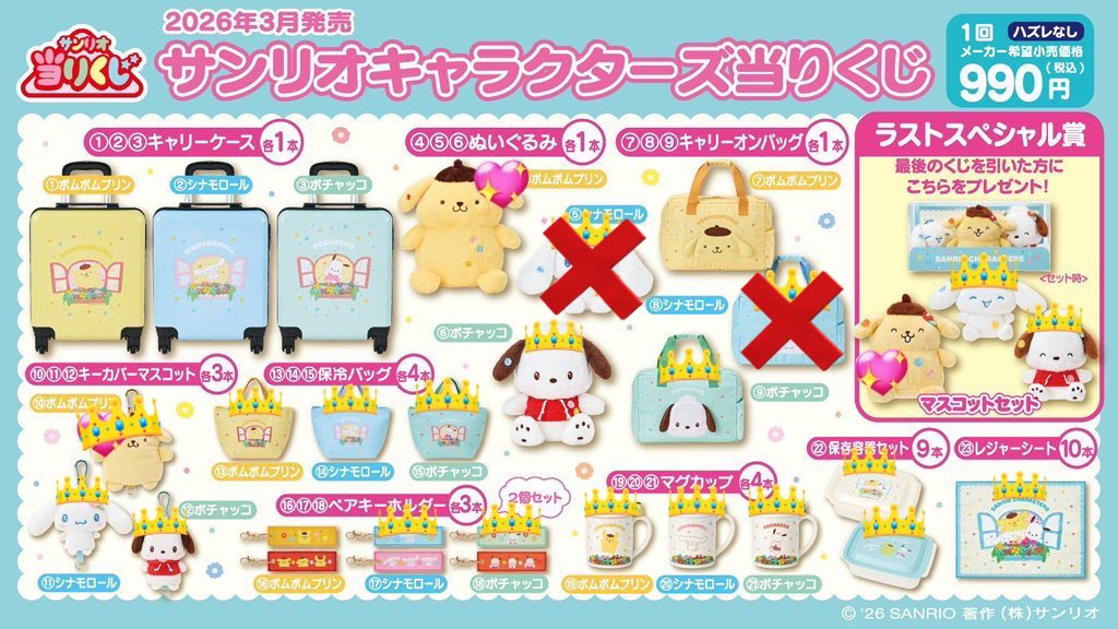 OI4na_'s tweet photo. サンリオキャラクターズ当りくじ
交換 ぬいぐるみ マスコット

求
ポムポムプリン(💖印がついてるもの)
過去くじのポムポムプリン

譲
👑印がついてるもの

ラストワンはラストワン同士もしくは過去くじのポムポムプリンのみ
都内手渡し＞郵送
よろしくお願いいたします🙇‍♂️ https://t.co/JKQWT0qpu4