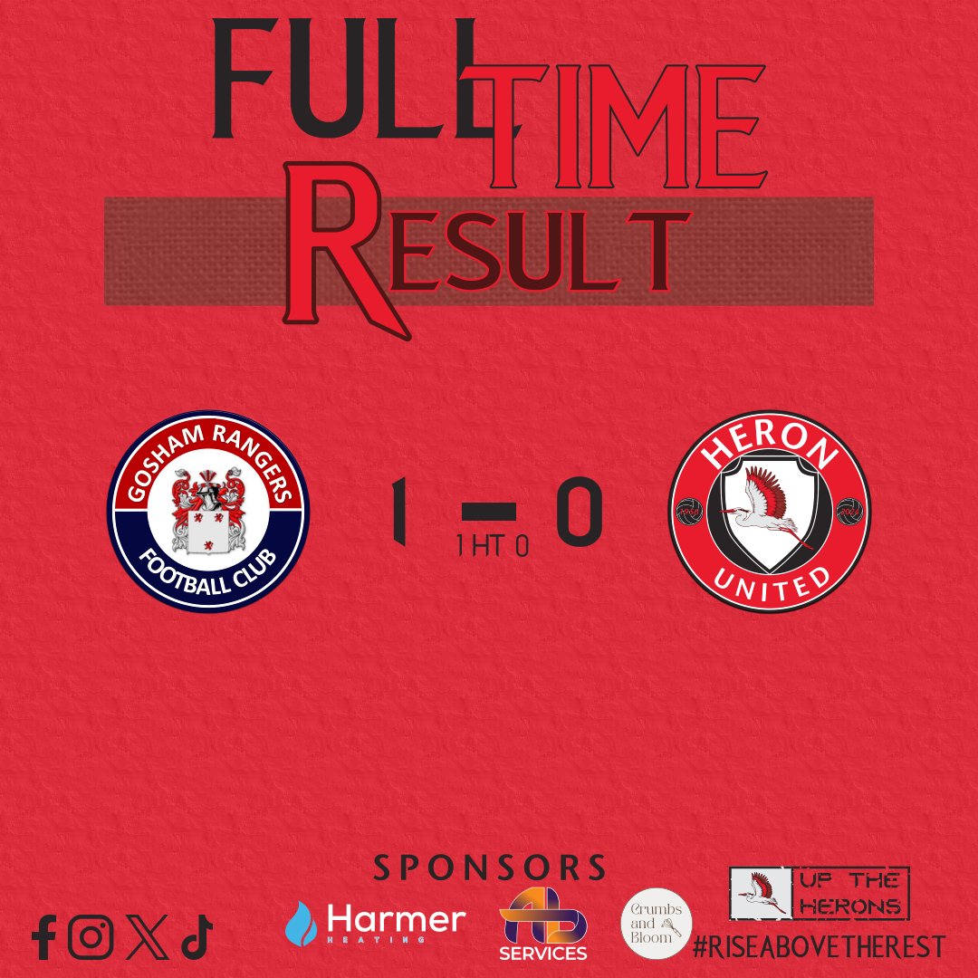Heronutd's tweet image. Full Time

Heron United fall to a narrow 1-0 defeat against Gosham Rangers in a tight semi-final. A hard-fought game with little between the sides, but it wasn’t to be. We take the lessons, regroup, and come back stronger next time.

🔴⚫⚪
#UTH #RiseAboveTheRest