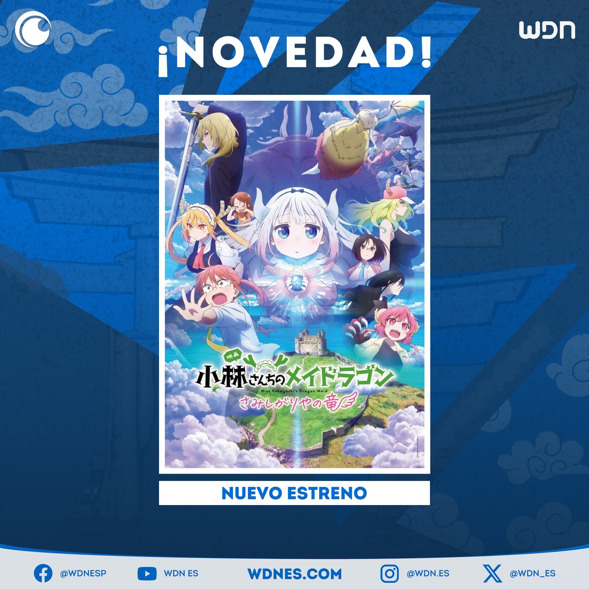 WDN_Topic's tweet photo. 🚨 | Exclusiva
La película "Miss Kobayashi's Dragon Maid: A Lonely Dragon Wants to Be Loved" llegará el 9 de abril a cines de México. #Anime #MissKobayashi https://t.co/X0xg9fmJEq