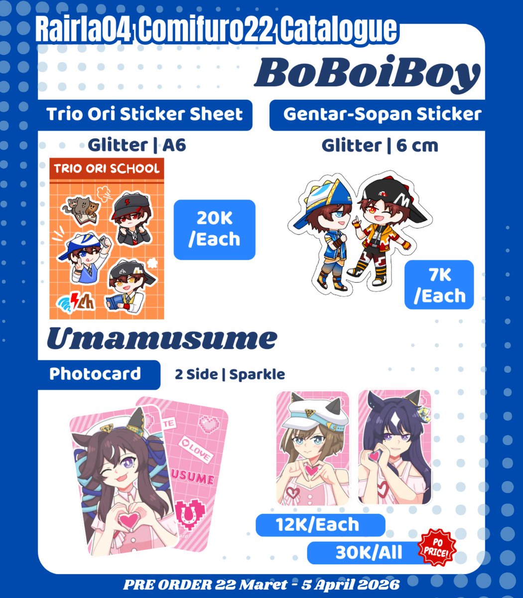 Rairla04's tweet image. BoBoiBoy &amp;amp; Umamusume

#comifuro22 #cf22catalogue #cf22catalog #cf22