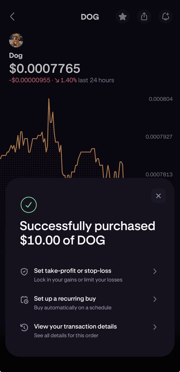 Day 40 of buying $10 of $DOG on
<a href="/krakenfx/">Kraken</a>.  Have a blessed Sunday #DogArmy! #DailyDogDeal