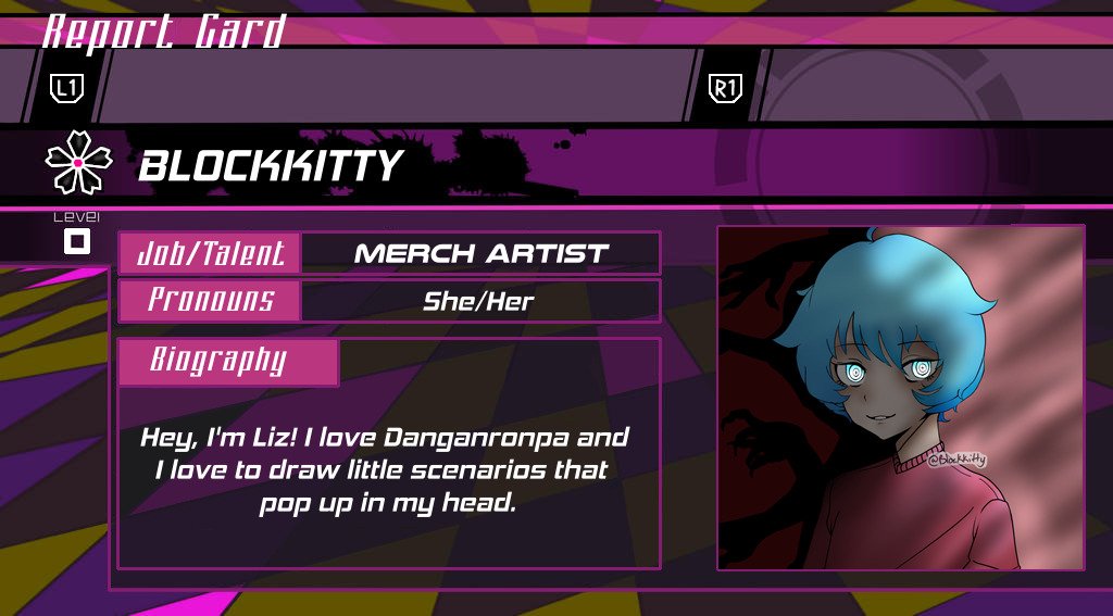 Contributor spotlight on BlockKitty! She's on the magnificent merch team for The Lies That Bind Us: A #SaiOuma Zine!