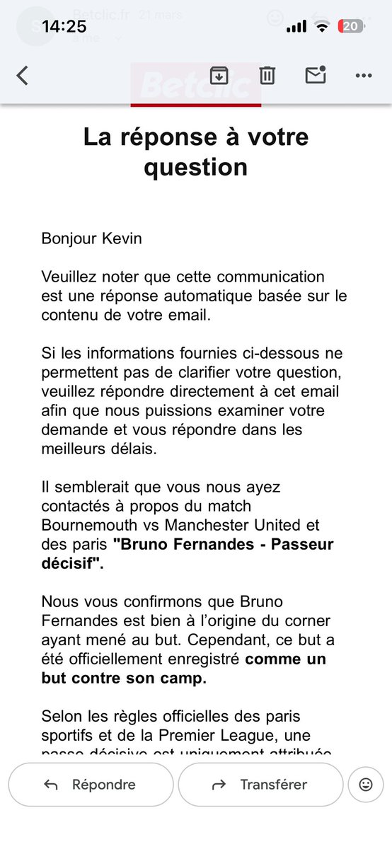 KevinRenaux2's tweet photo. @Betclic Commencez déjà à payer la passe décisive validée par le site de la premier league, les autres bookmaker l’ont bien fait.. vos caisses seraient-elles vides ? https://t.co/3U63JdomNK