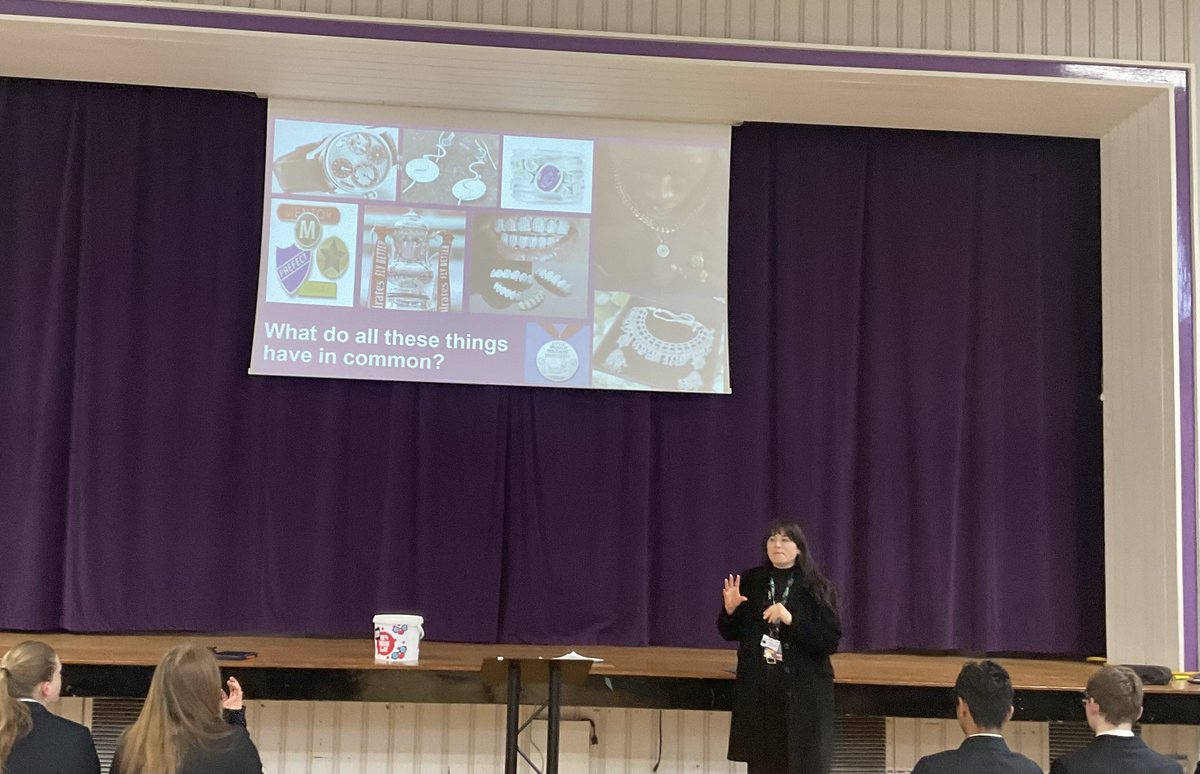 TRSSchool's tweet image. Fantastic assembly on jewellery making by @AUEA_UTC  learning about T levels #post16 #tlevels