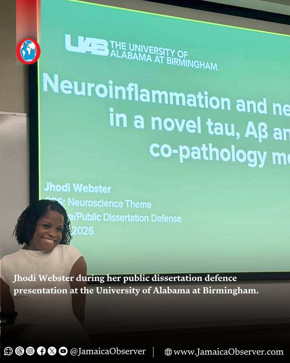 JamaicaObserver's tweet photo. Jhodi Webster remembers watching as her stepfather slowly lost his memory after being diagnosed with Alzheimer’s disease. The painful experience sparked a deep curiosity that would shape her life’s purpose.
https://t.co/xBjvnGLzrG https://t.co/jxl2CgKwtf