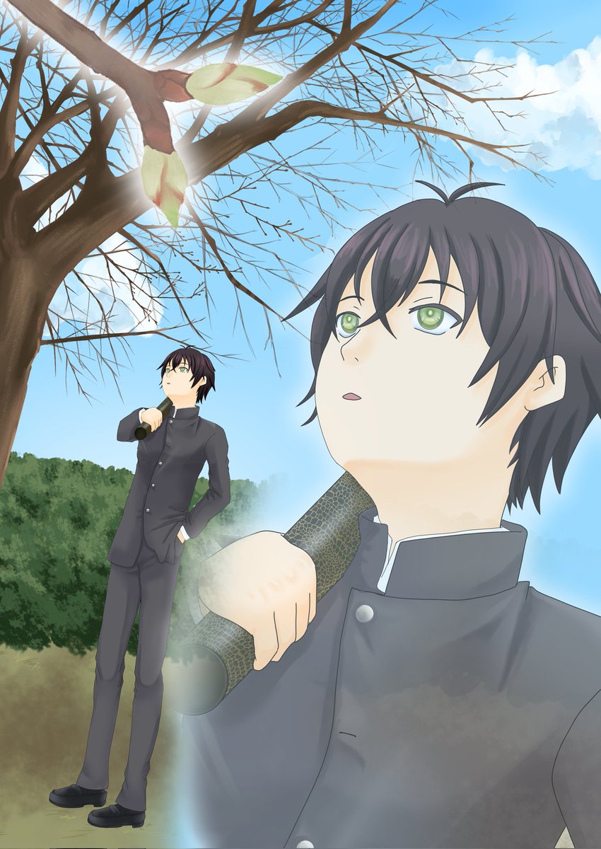 aibyzk's tweet photo. 3月は卒業シーズン。
ホントは3/9にupしたかったんだけど、今回なかなか上手くいかず……3月中に描き上げられて良かった……
個人的にはブレザー派なんですが、卒業＝第2ボタン要素入れたい！って事で学ランにしました
#陽ノ下アートワークス https://t.co/bMuIErGdVP
