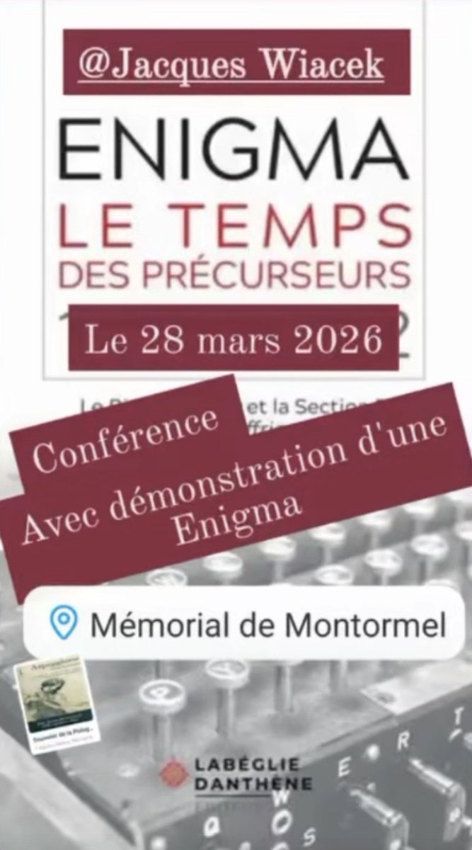 JacquesWiacek's tweet photo. Rendez-vous samedi 28 mars 17 heures au Mémorial de Montormel pour une conférence-démonstration sur l'histoire du decryptement de la machine Enigma. https://t.co/V4VcAmBJ4a