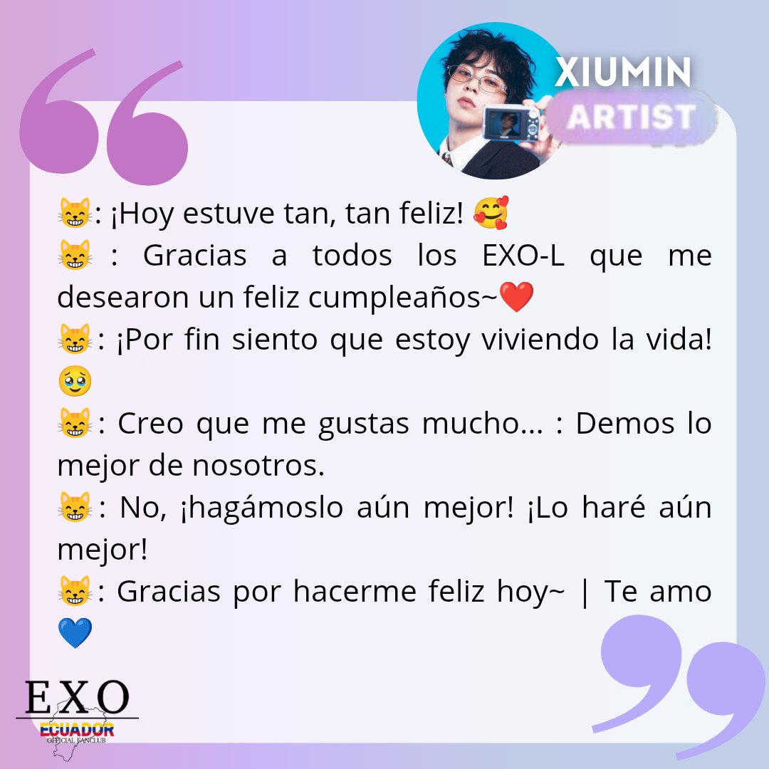 🫧🐱| 260322 

Mensajes de #XIUMIN en bbl

Cr. kia01303020 
#시우민 #첸 #EXO #엑소 #weareoneEXO 

EXO Ec. | elikim❄️84