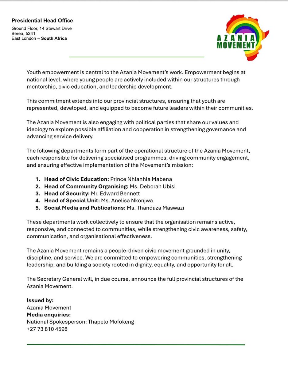 Azania Movement Official tweet media